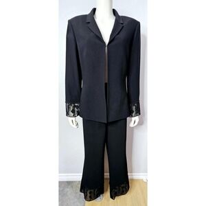 Vintage 1990s Womens Sexy Black Suit by Albert Nipon